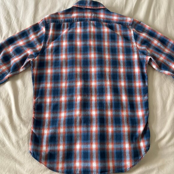 Express Plaid Shirt in Orange and Blue - Picture 2 of 7